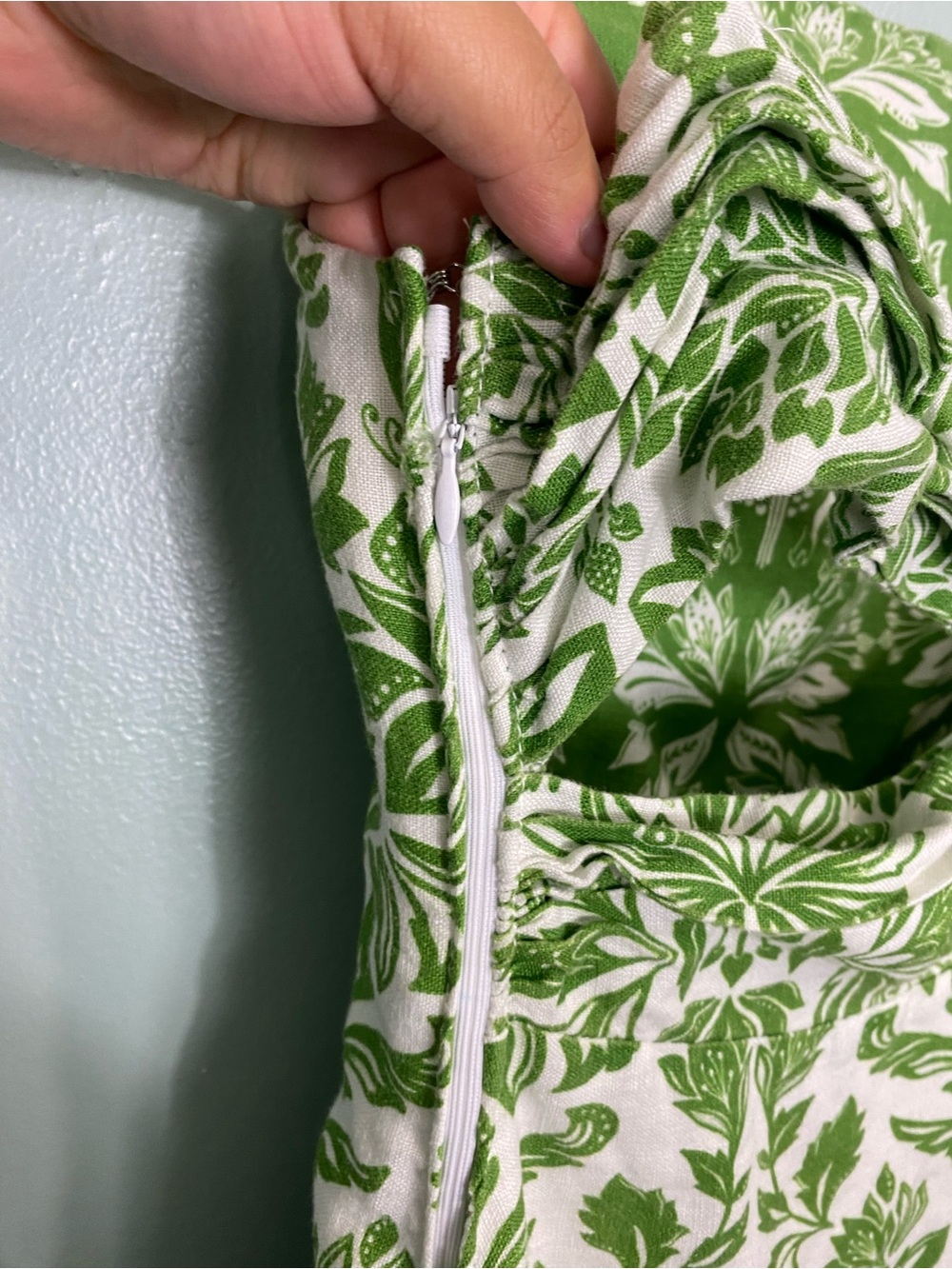Farm Rio Delicate Tapestry Linen Drop Waist Midi Dress Green Small - Picture 8 of 12